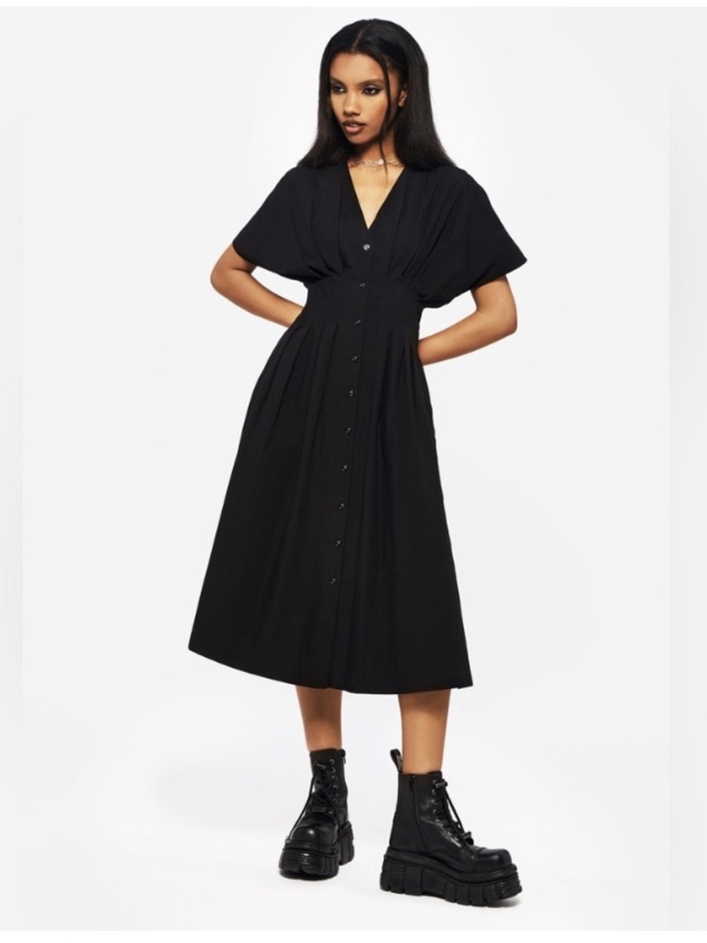 Disturbia Finis Cotton Button Up Midi Shirt Dress US 6 / UK 10 NWT